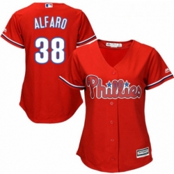 Womens Majestic Philadelphia Phillies 38 Jorge Alfaro Authentic Red Alternate Cool Base MLB Jersey 