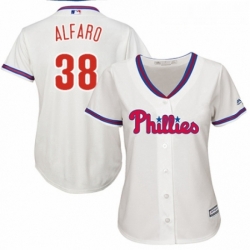 Womens Majestic Philadelphia Phillies 38 Jorge Alfaro Replica Cream Alternate Cool Base MLB Jersey 