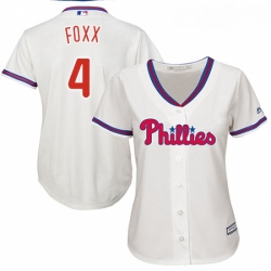 Womens Majestic Philadelphia Phillies 4 Jimmy Foxx Authentic Cream Alternate Cool Base MLB Jersey