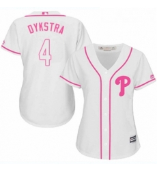 Womens Majestic Philadelphia Phillies 4 Lenny Dykstra Authentic White Fashion Cool Base MLB Jersey 