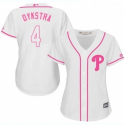 Womens Majestic Philadelphia Phillies 4 Lenny Dykstra Replica White Fashion Cool Base MLB Jersey 