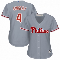 Womens Majestic Philadelphia Phillies 4 Scott Kingery Authentic Grey Road Cool Base MLB Jersey 
