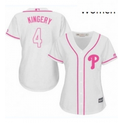 Womens Majestic Philadelphia Phillies 4 Scott Kingery Authentic White Fashion Cool Base MLB Jersey 