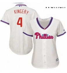 Womens Majestic Philadelphia Phillies 4 Scott Kingery Replica Cream Alternate Cool Base MLB Jersey 