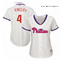 Womens Majestic Philadelphia Phillies 4 Scott Kingery Replica Cream Alternate Cool Base MLB Jersey 