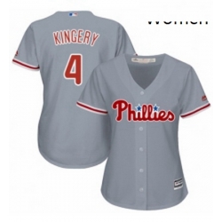 Womens Majestic Philadelphia Phillies 4 Scott Kingery Replica Grey Road Cool Base MLB Jersey 
