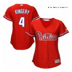 Womens Majestic Philadelphia Phillies 4 Scott Kingery Replica Red Alternate Cool Base MLB Jersey 
