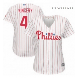 Womens Majestic Philadelphia Phillies 4 Scott Kingery Replica WhiteRed Strip Home Cool Base MLB Jersey 