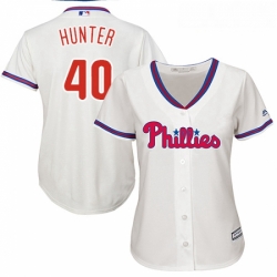 Womens Majestic Philadelphia Phillies 40 Tommy Hunter Authentic Cream Alternate Cool Base MLB Jersey 