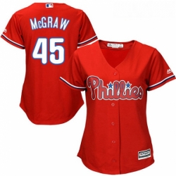 Womens Majestic Philadelphia Phillies 45 Tug McGraw Authentic Red Alternate Cool Base MLB Jersey