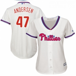 Womens Majestic Philadelphia Phillies 47 Larry Andersen Authentic Cream Alternate Cool Base MLB Jersey