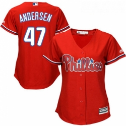 Womens Majestic Philadelphia Phillies 47 Larry Andersen Replica Red Alternate Cool Base MLB Jersey