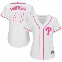 Womens Majestic Philadelphia Phillies 47 Larry Andersen Replica White Fashion Cool Base MLB Jersey