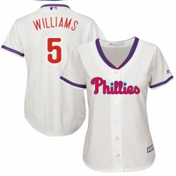 Womens Majestic Philadelphia Phillies 5 Nick Williams Replica Cream Alternate Cool Base MLB Jersey 