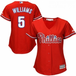 Womens Majestic Philadelphia Phillies 5 Nick Williams Replica Red Alternate Cool Base MLB Jersey 