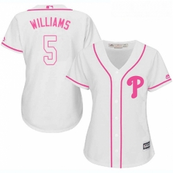 Womens Majestic Philadelphia Phillies 5 Nick Williams Replica White Fashion Cool Base MLB Jersey 