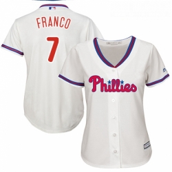 Womens Majestic Philadelphia Phillies 7 Maikel Franco Authentic Cream Alternate Cool Base MLB Jersey