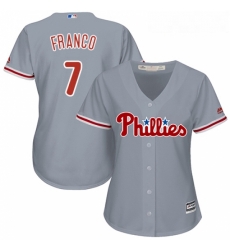 Womens Majestic Philadelphia Phillies 7 Maikel Franco Authentic Grey Road Cool Base MLB Jersey