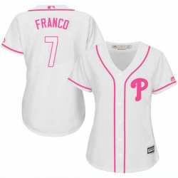 Womens Majestic Philadelphia Phillies 7 Maikel Franco Authentic White Fashion Cool Base MLB Jersey