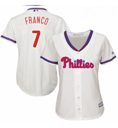Womens Majestic Philadelphia Phillies 7 Maikel Franco Replica Cream Alternate Cool Base MLB Jersey