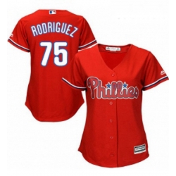 Womens Majestic Philadelphia Phillies 75 Francisco Rodriguez Replica Red Alternate Cool Base MLB Jersey 