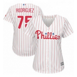 Womens Majestic Philadelphia Phillies 75 Francisco Rodriguez Replica WhiteRed Strip Home Cool Base MLB Jersey 