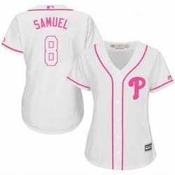 Womens Majestic Philadelphia Phillies 8 Juan Samuel Authentic White Fashion Cool Base MLB Jersey
