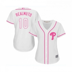 Womens Philadelphia Phillies 10 J T Realmuto Replica White Fashion Cool Base Baseball Jersey 