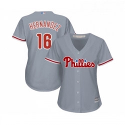 Womens Philadelphia Phillies 16 Cesar Hernandez Replica Grey Road Cool Base Baseball Jersey 