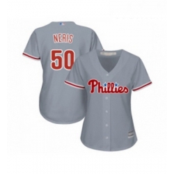 Womens Philadelphia Phillies 50 Hector Neris Replica Grey Road Cool Base Baseball Jersey 