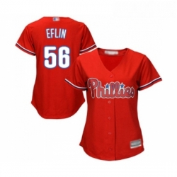 Womens Philadelphia Phillies 56 Zach Eflin Replica Red Alternate Cool Base Baseball Jersey 