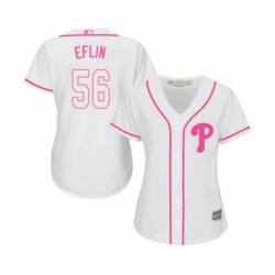 Womens Philadelphia Phillies 56 Zach Eflin Replica White Fashion Cool Base Baseball Jersey 