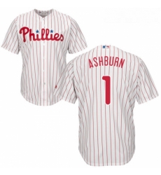 Youth Majestic Philadelphia Phillies 1 Richie Ashburn Replica WhiteRed Strip Home Cool Base MLB Jersey