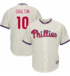 Youth Majestic Philadelphia Phillies 10 Darren Daulton Authentic Cream Alternate Cool Base MLB Jersey
