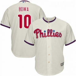 Youth Majestic Philadelphia Phillies 10 Larry Bowa Authentic Cream Alternate Cool Base MLB Jersey 