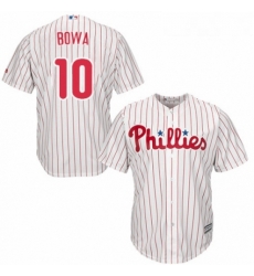 Youth Majestic Philadelphia Phillies 10 Larry Bowa Authentic WhiteRed Strip Home Cool Base MLB Jersey 