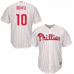 Youth Majestic Philadelphia Phillies 10 Larry Bowa Authentic WhiteRed Strip Home Cool Base MLB Jersey 