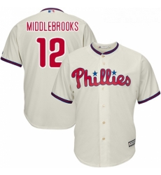 Youth Majestic Philadelphia Phillies 12 Will Middlebrooks Authentic Cream Alternate Cool Base MLB Jersey 
