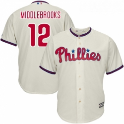 Youth Majestic Philadelphia Phillies 12 Will Middlebrooks Authentic Cream Alternate Cool Base MLB Jersey 