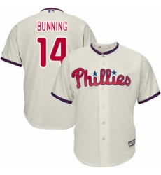 Youth Majestic Philadelphia Phillies 14 Jim Bunning Authentic Cream Alternate Cool Base MLB Jersey 