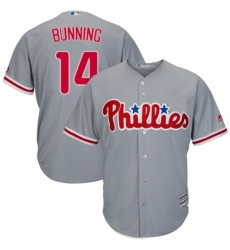 Youth Majestic Philadelphia Phillies 14 Jim Bunning Authentic Grey Road Cool Base MLB Jersey 