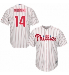 Youth Majestic Philadelphia Phillies 14 Jim Bunning Replica WhiteRed Strip Home Cool Base MLB Jersey 