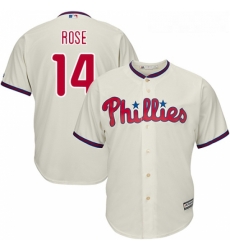 Youth Majestic Philadelphia Phillies 14 Pete Rose Authentic Cream Alternate Cool Base MLB Jersey