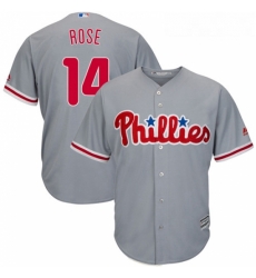 Youth Majestic Philadelphia Phillies 14 Pete Rose Replica Grey Road Cool Base MLB Jersey