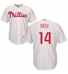 Youth Majestic Philadelphia Phillies 14 Pete Rose Replica WhiteRed Strip Home Cool Base MLB Jersey