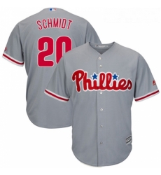 Youth Majestic Philadelphia Phillies 20 Mike Schmidt Replica Grey Road Cool Base MLB Jersey