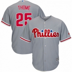 Youth Majestic Philadelphia Phillies 25 Jim Thome Authentic Grey Road Cool Base MLB Jersey 
