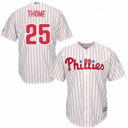 Youth Majestic Philadelphia Phillies 25 Jim Thome Replica WhiteRed Strip Home Cool Base MLB Jersey 