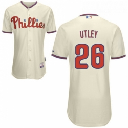 Youth Majestic Philadelphia Phillies 26 Chase Utley Authentic Cream Alternate Cool Base MLB Jersey