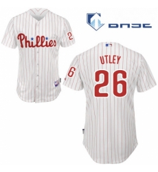 Youth Majestic Philadelphia Phillies 26 Chase Utley Authentic WhiteRed Strip Home Cool Base MLB Jersey